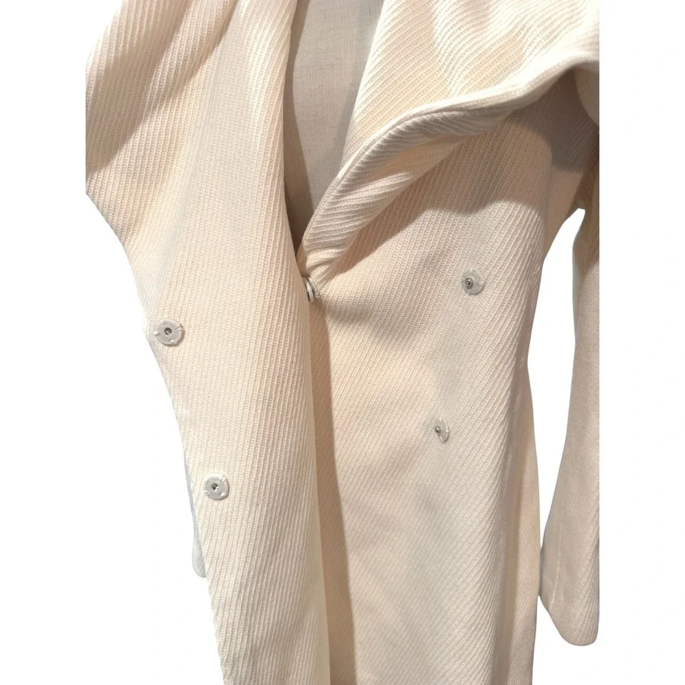 Calvin Klein Women Cream Waterfall Collar Belted Cardigan Coat‎ Size 10